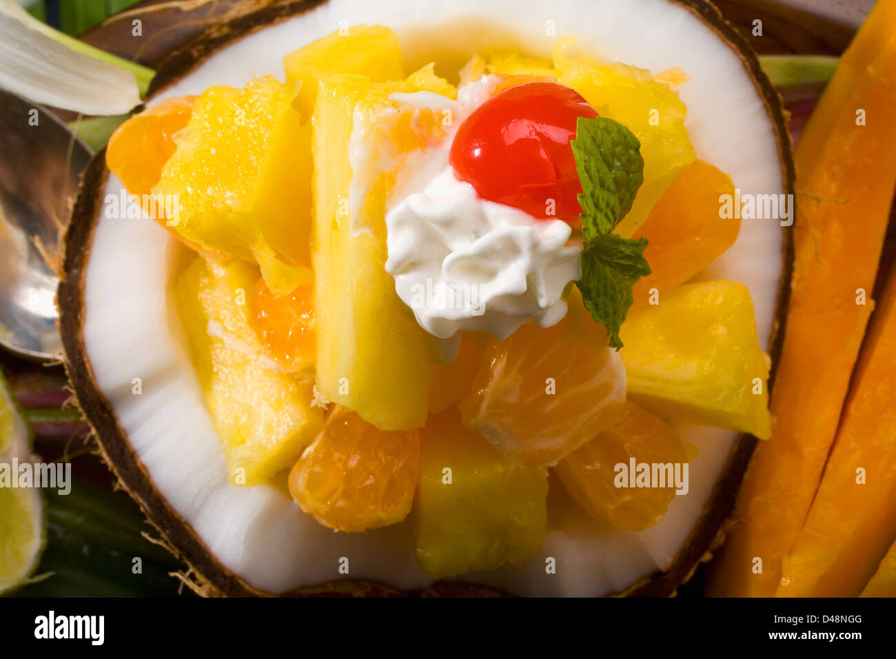 Studio Shot Of A Tropical Fruit Salad Stock Photo - Alamy