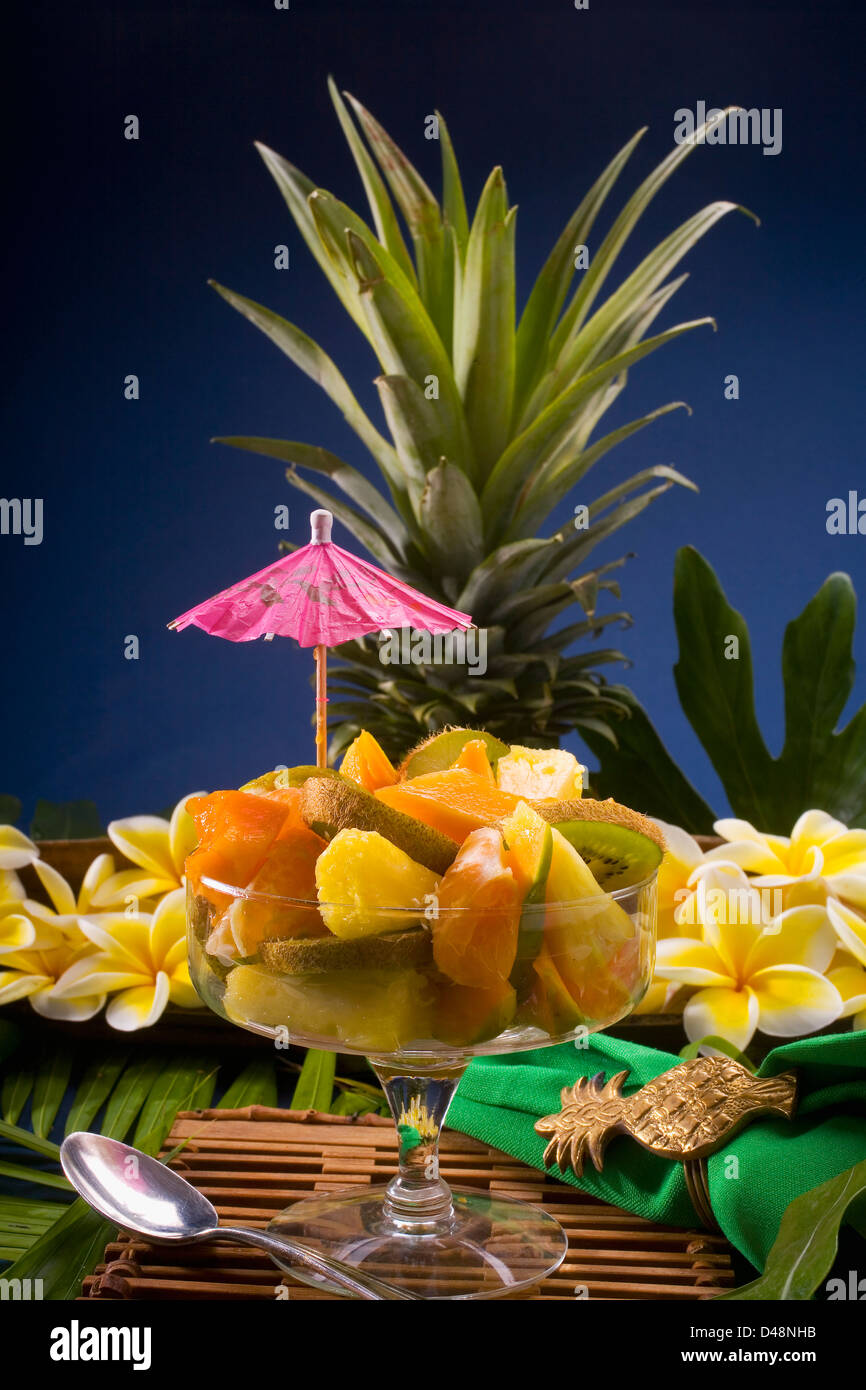 Studio Shot Of A Tropical Fruit Salad Stock Photo - Alamy