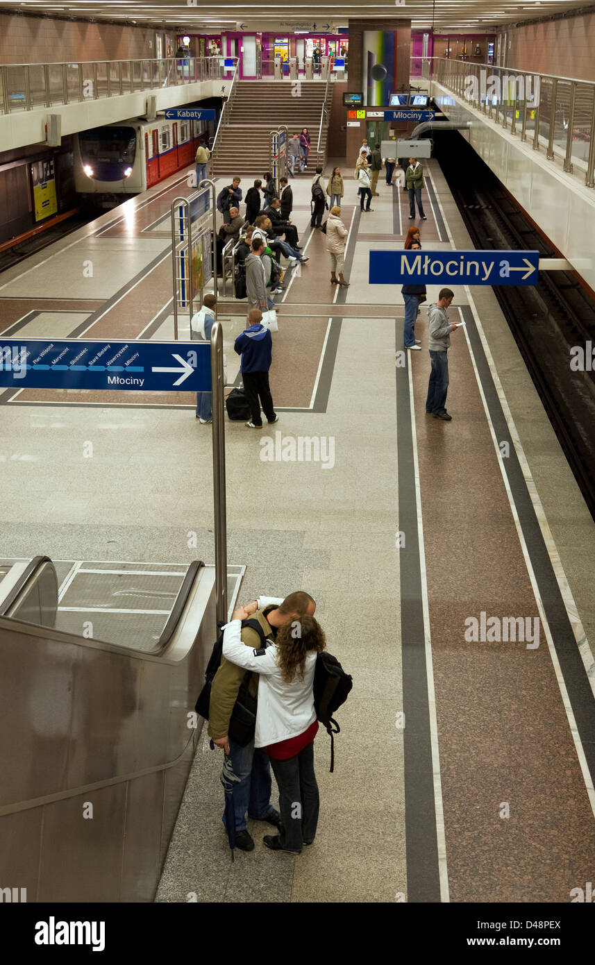 Warsaw, Poland, People at Metro Wilanowska Stock Photo
