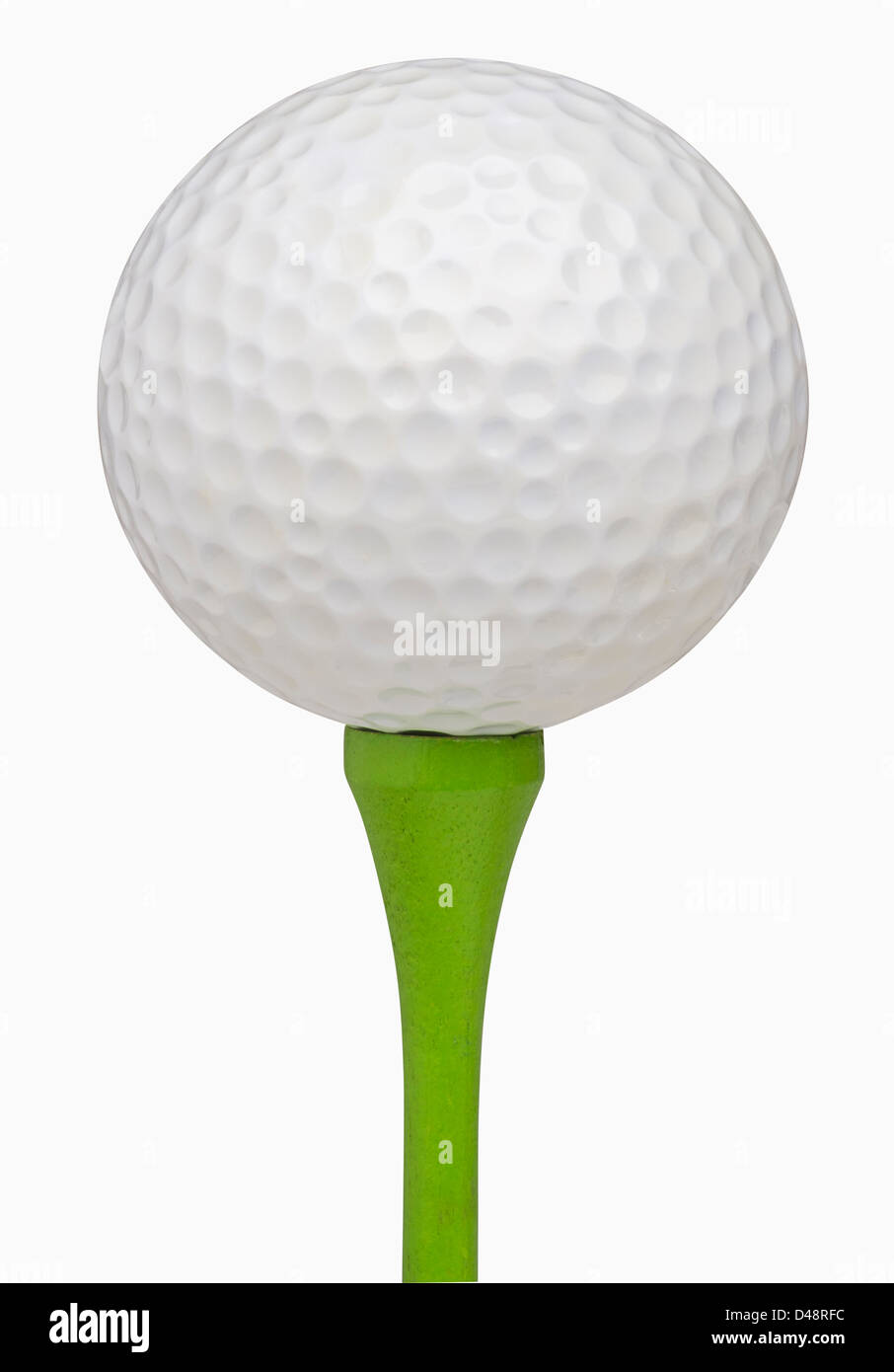 Golf ball on tee, isolated on white, includes clipping path Stock Photo