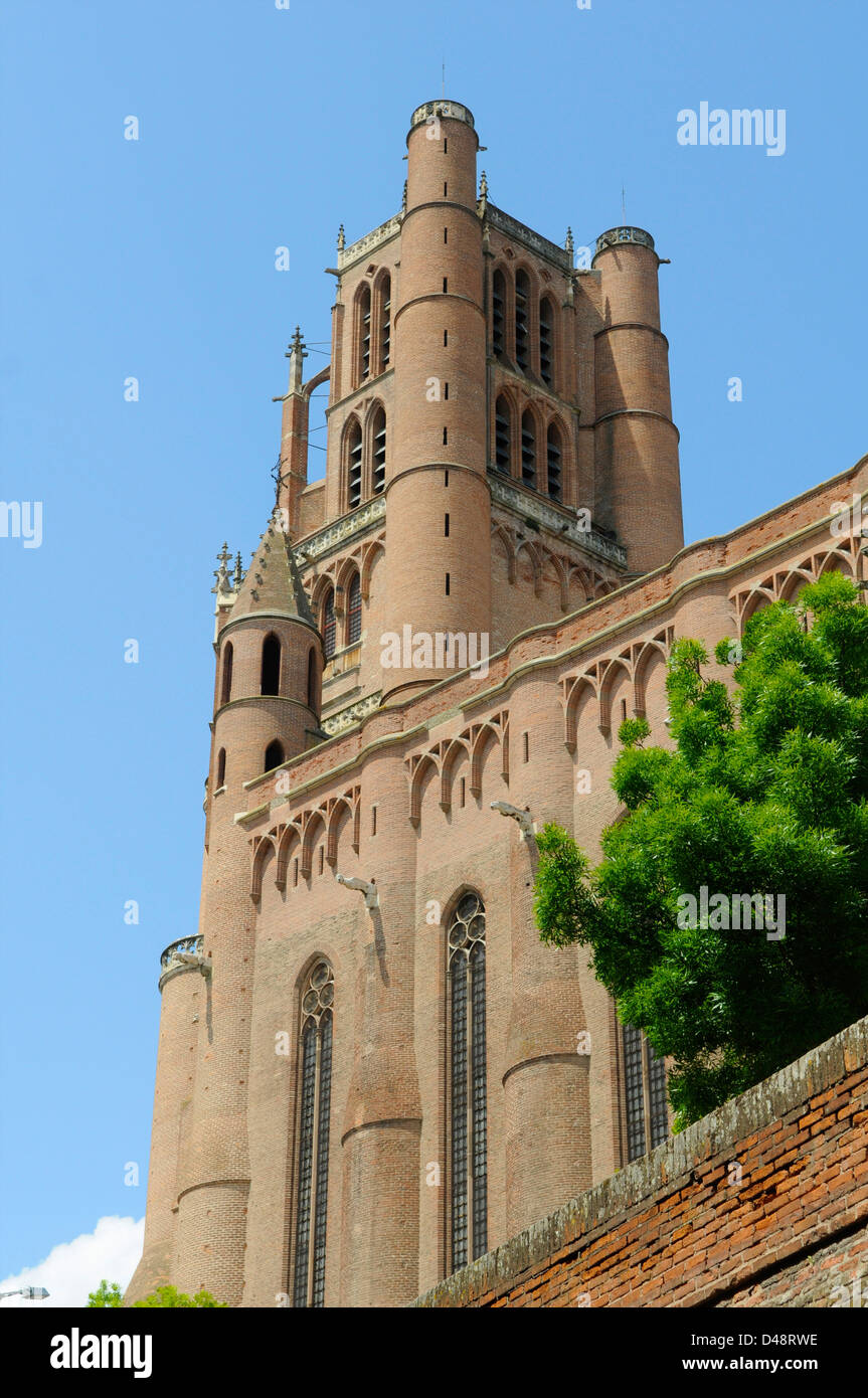 The Catholic Cathedral of St Cecile. Reputed to be one of the largest red brick building in Europe. Albi, Tarn, France Stock Photo