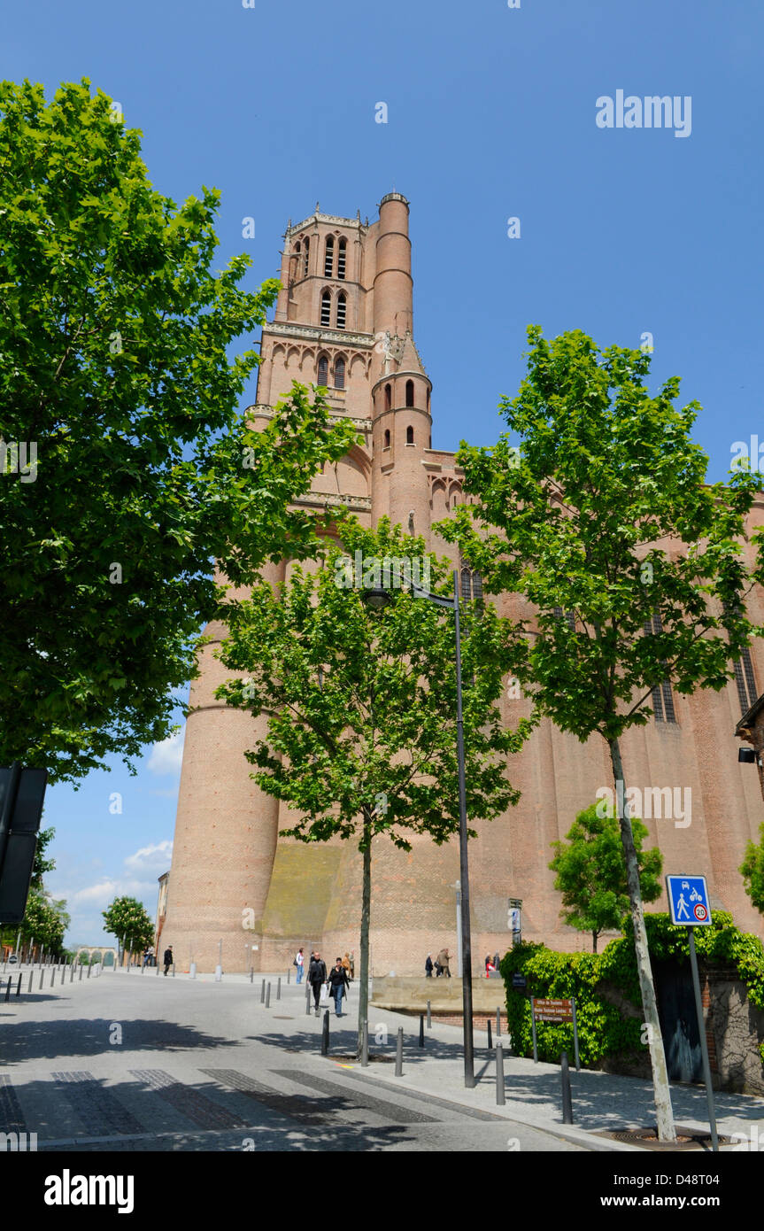 The Catholic Cathedral of St Cecile. Reputed to be one of the largest red brick building in Europe. Albi, Tarn, France Stock Photo