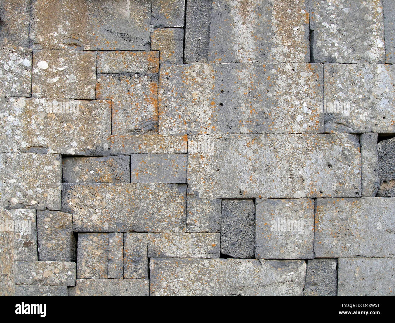 black basalt wall, qanawat, syria, easter 2004 Stock Photo