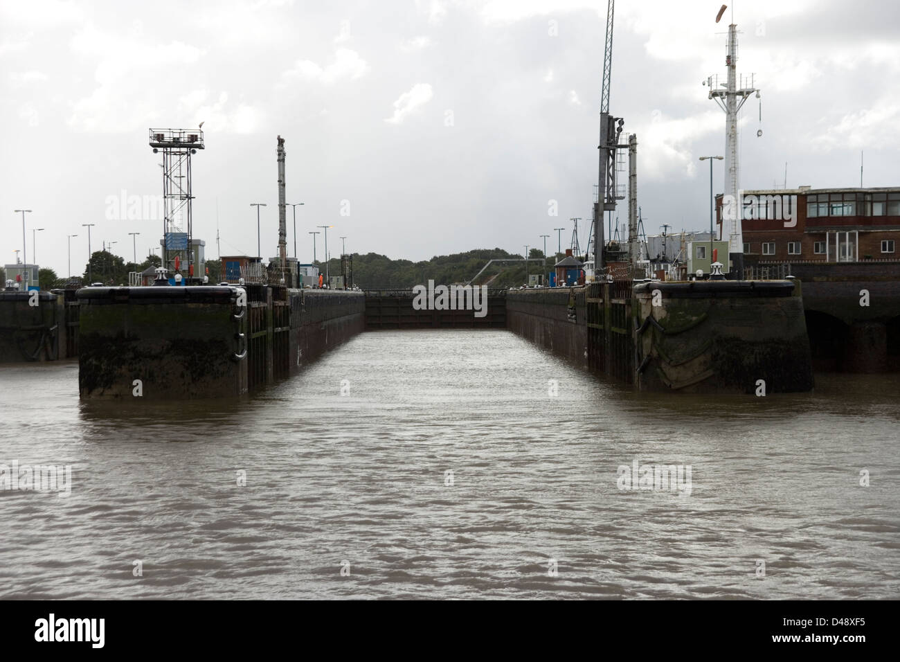 Entrance to the Manchester Ship Canal at Eastham locks and the Mersey
