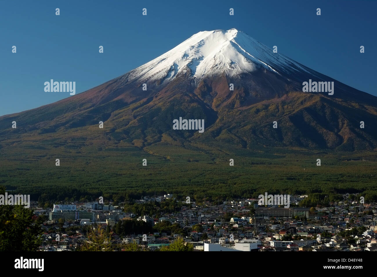 Mount Fuji and Fujiyoshida Stock Photo