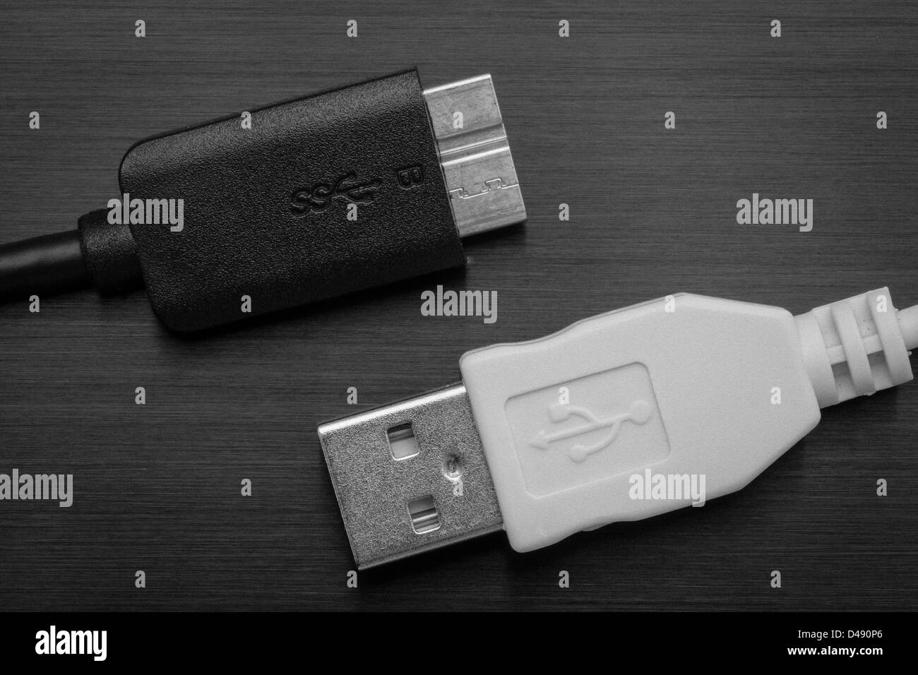 White USB and black USB SS Stock Photo