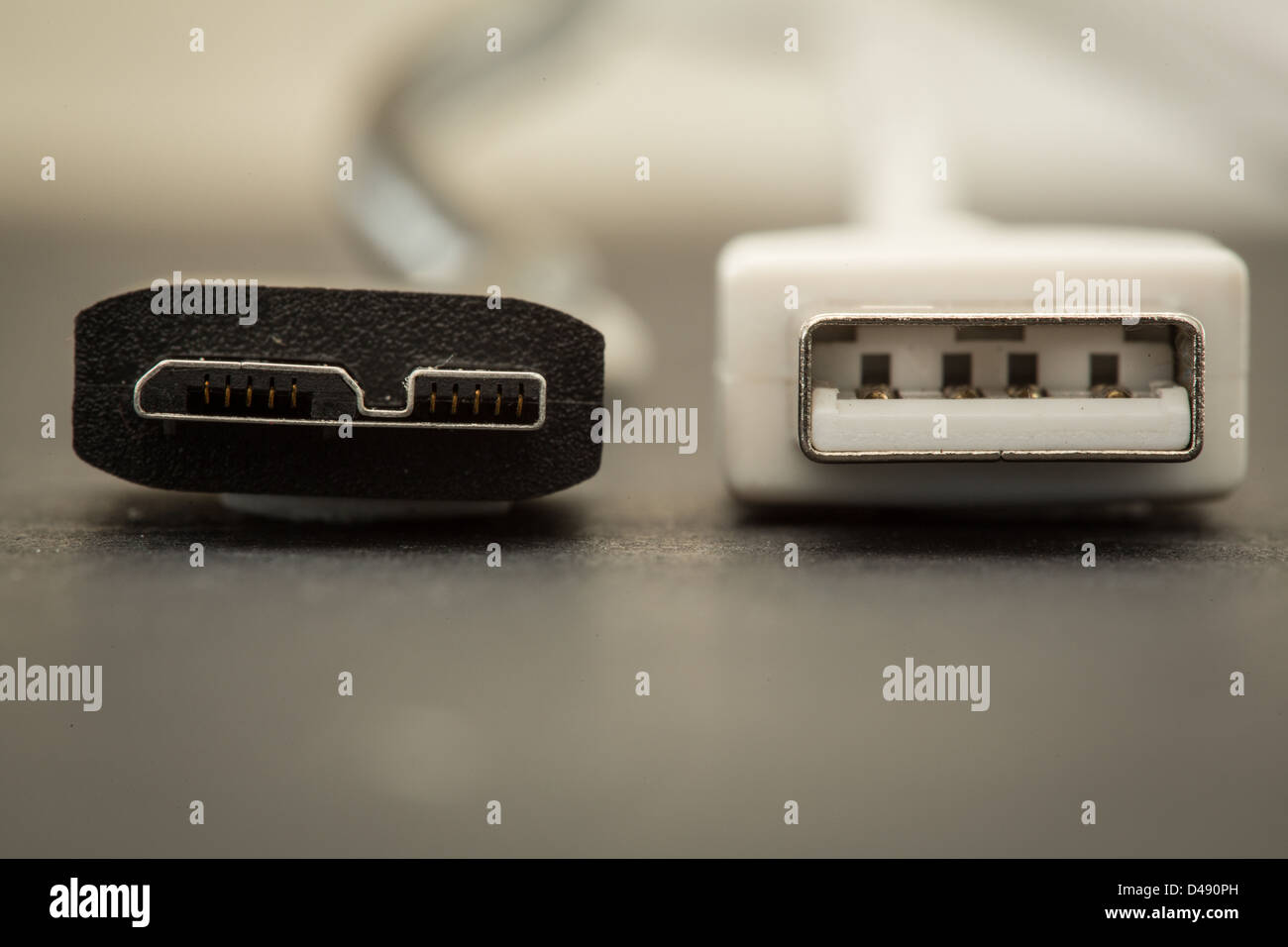 Close up of tip of USB and USB SS Stock Photo