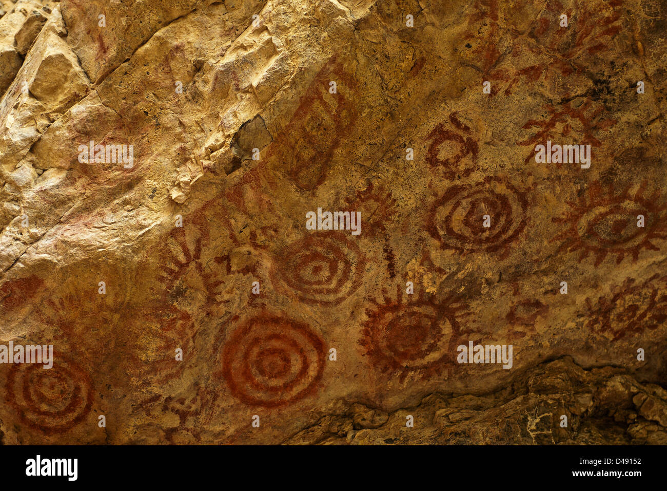Muisca cave paintings near Villa de Leyva, Colombia. Stock Photo