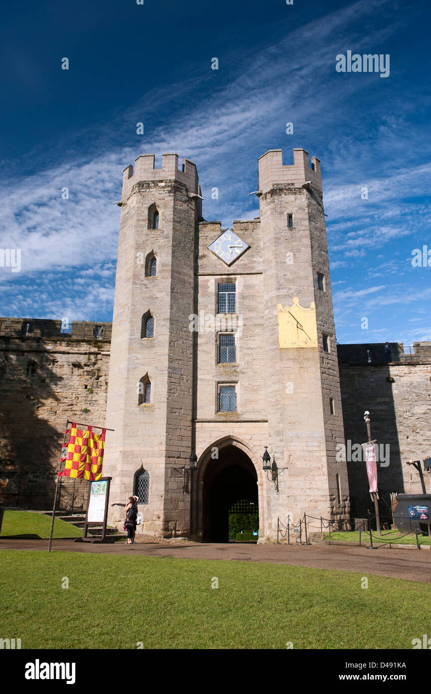Gatehouse towers at Warwick Castle, England. Stock Photo