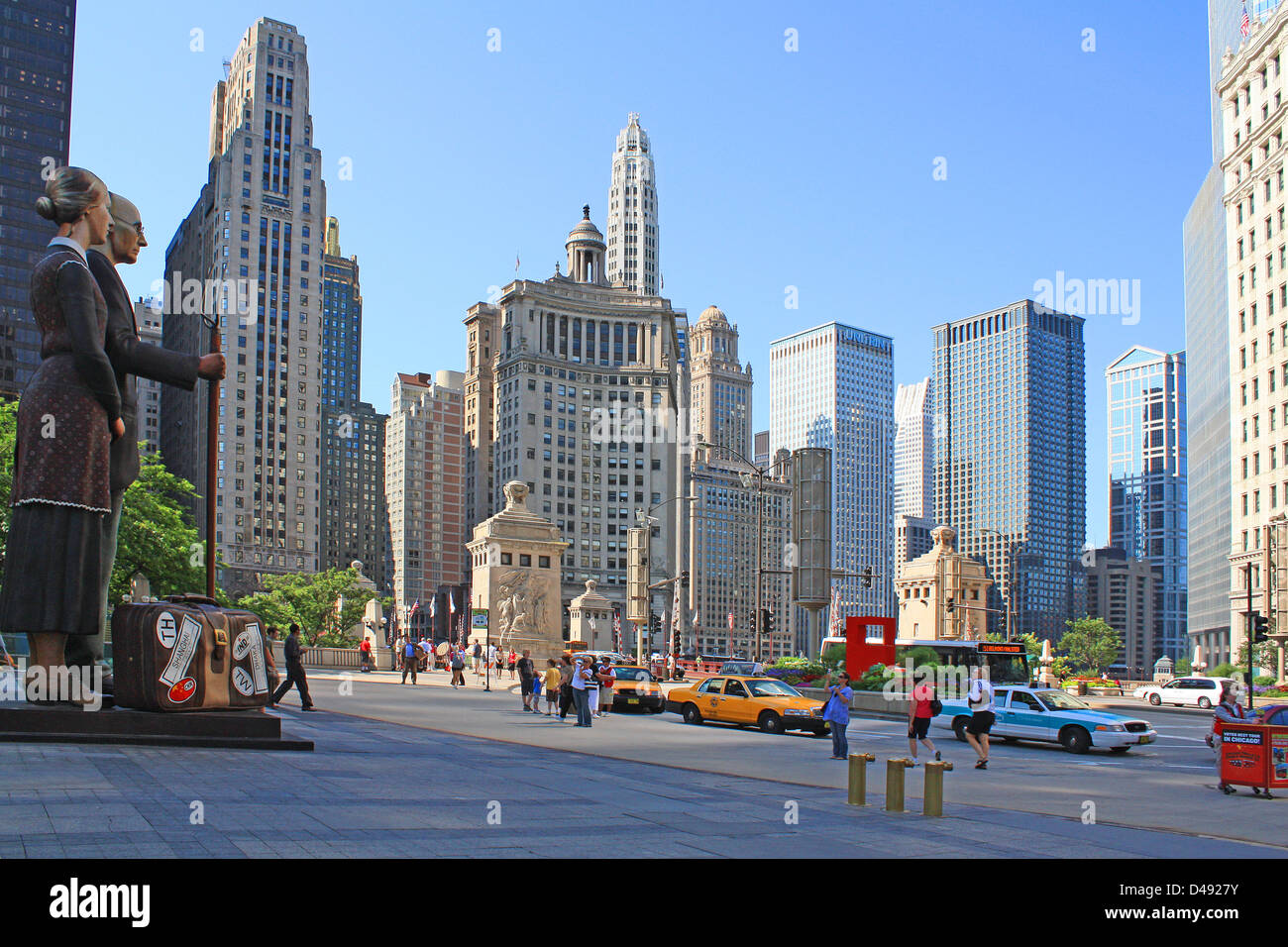 God Bless America, Michigan Avenue, Chicago, Usa Stock Photo