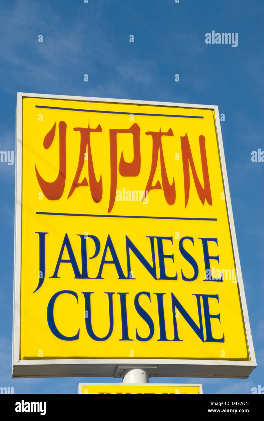 Japanese Cuisine Restaurant sign Lancaster SC USA. Stock Photo