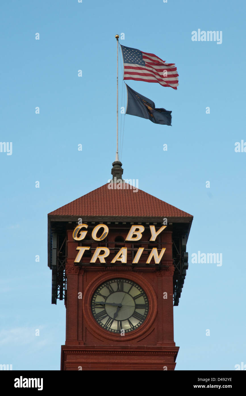 Portland, Oregon, clock tower of Union Station Stock Photo Alamy