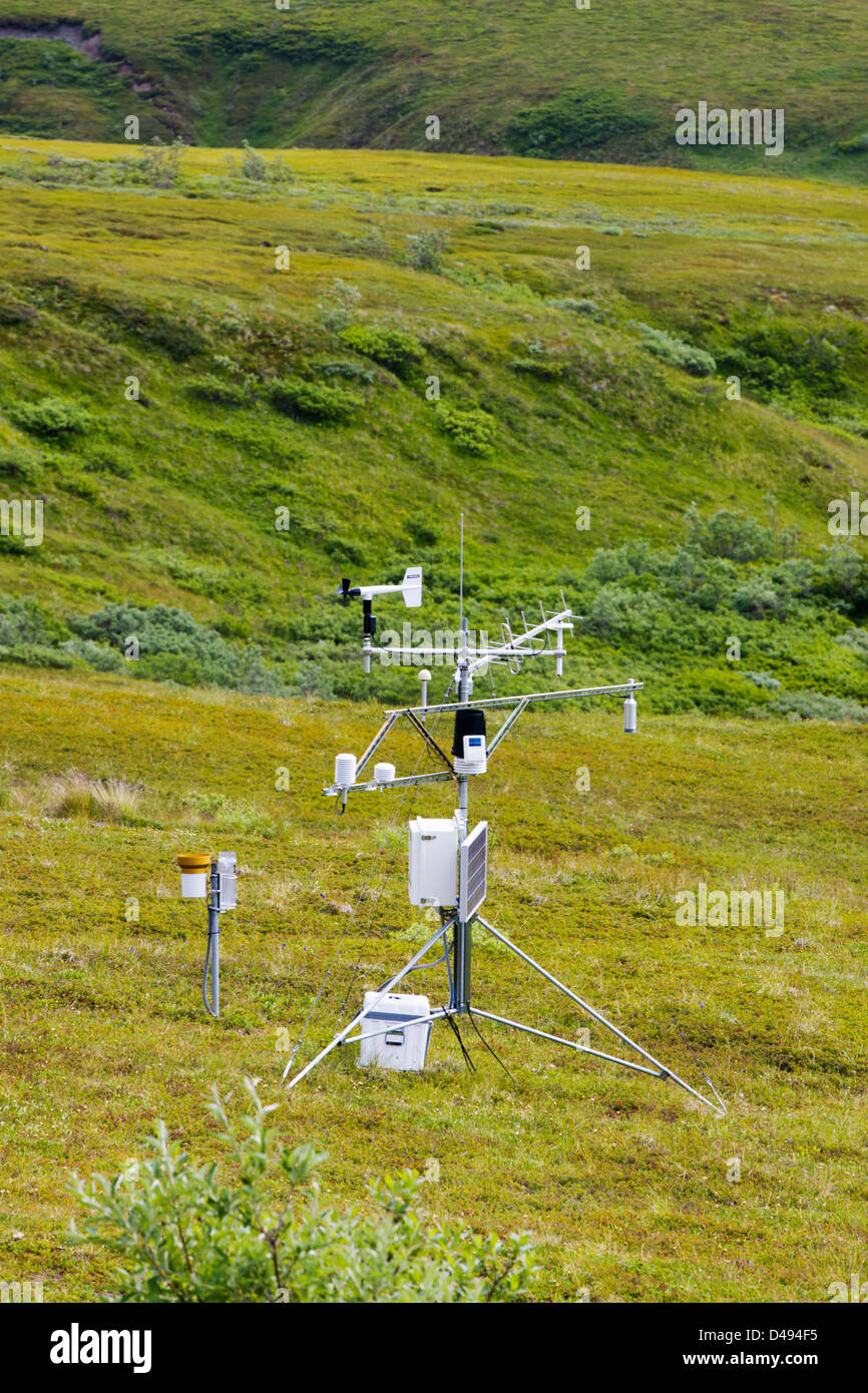Weather station and instrumentation, Eielson Visitor Center, Denali National Park & Preserve, Alaska, USA Stock Photo