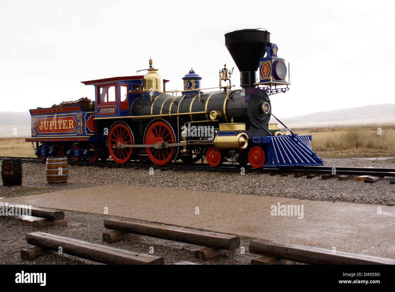 Replica of the 4-4-0 steam locomotive 'Jupiter'. Stock Photo