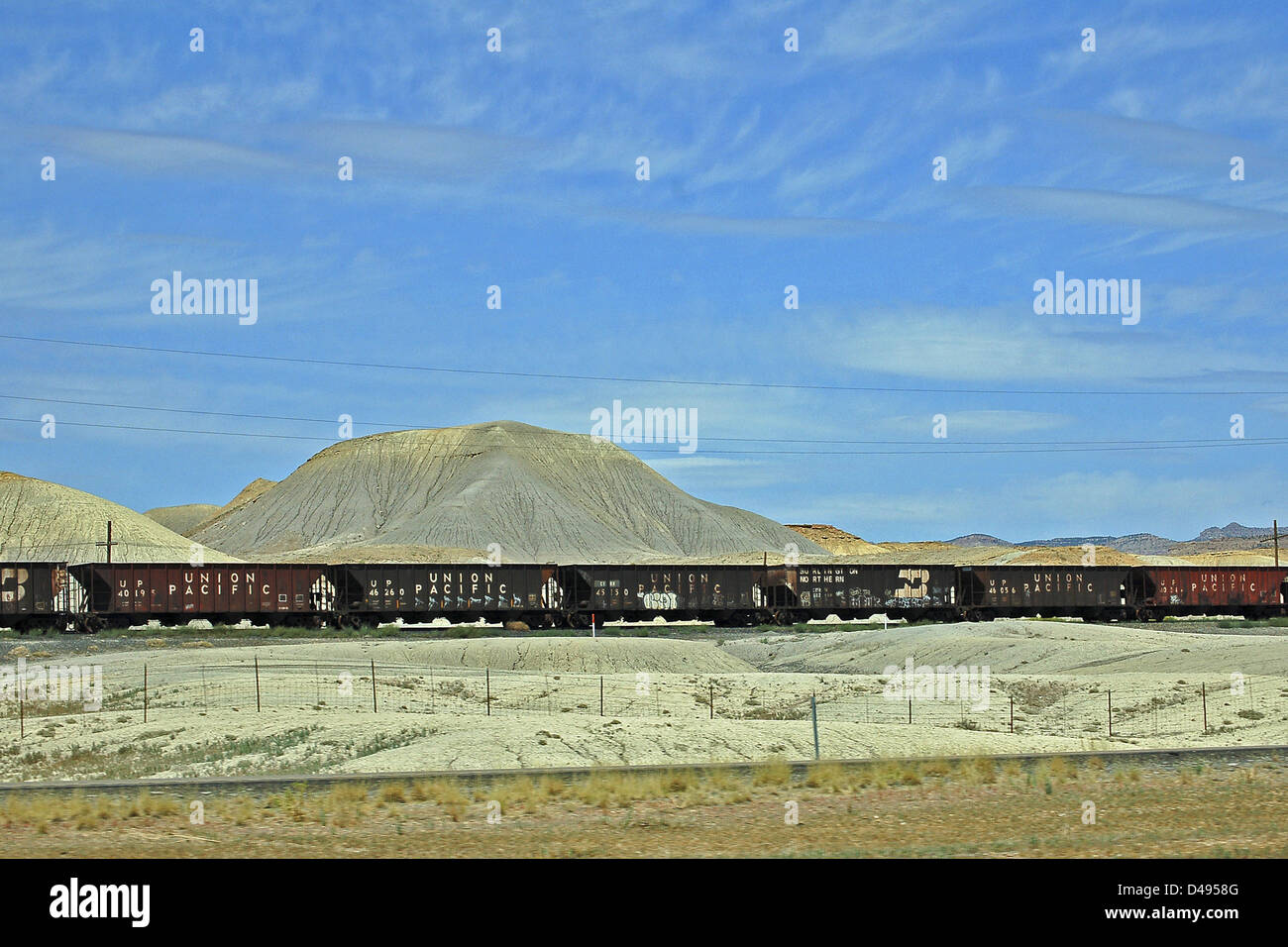 Old abandoned train close to Canyonlands, Canyon,United States Stock Photo
