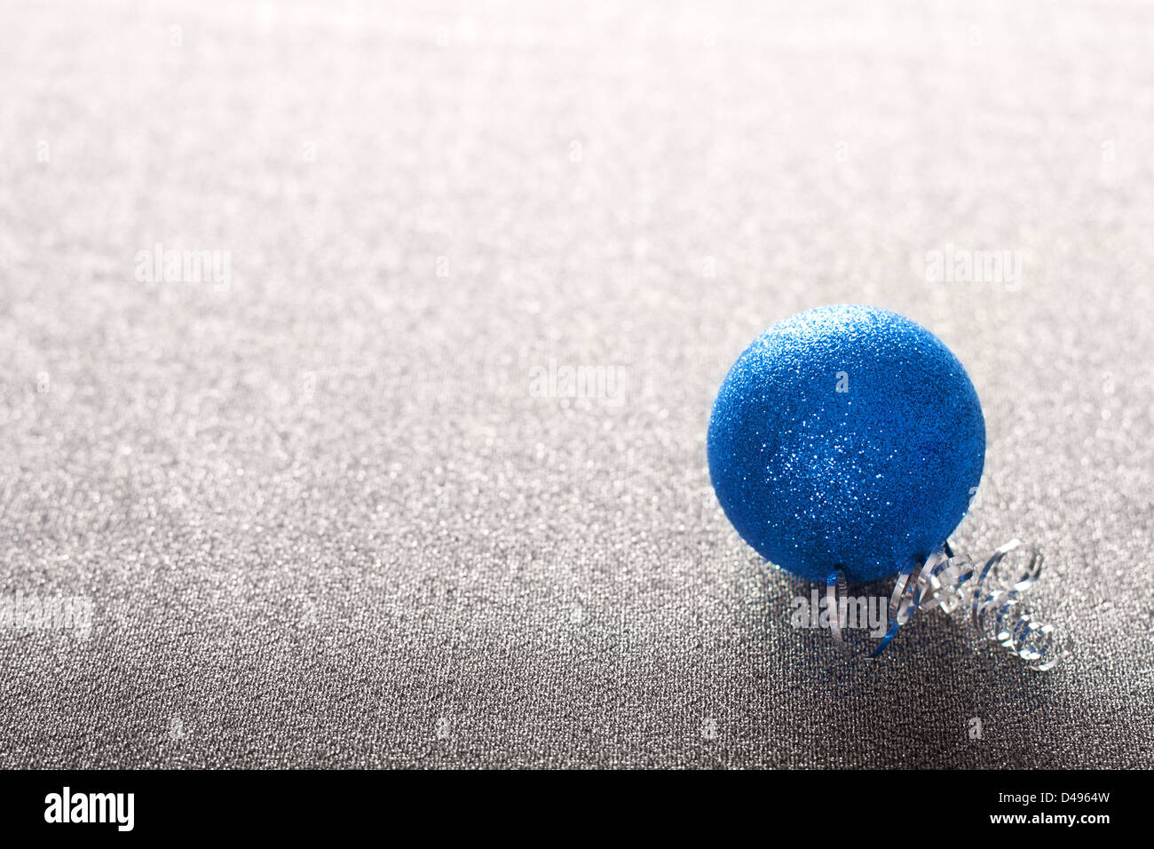 Blue christmas balls on silver background Stock Photo - Alamy