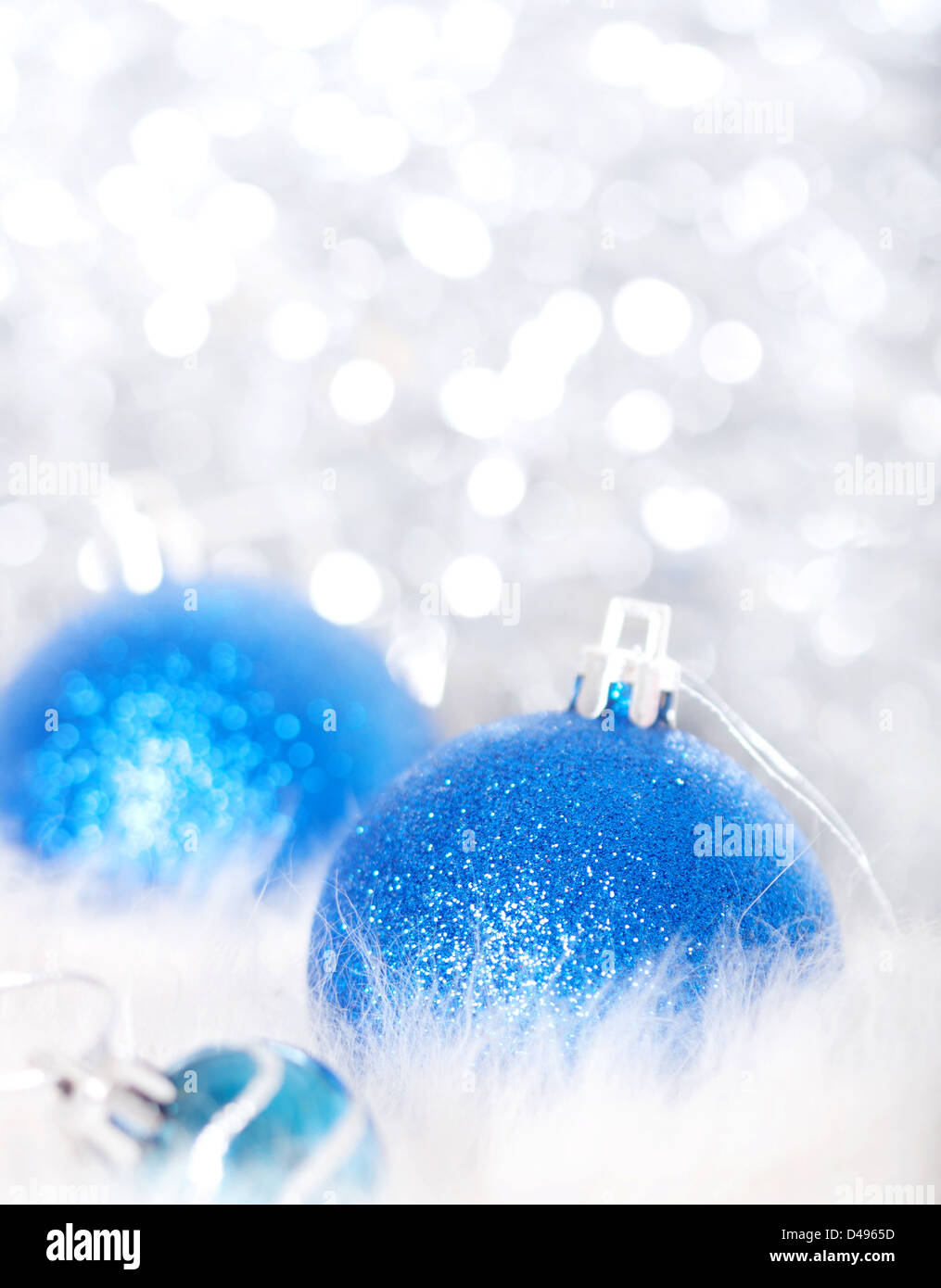 Blue christmas balls on abstract background Stock Photo - Alamy