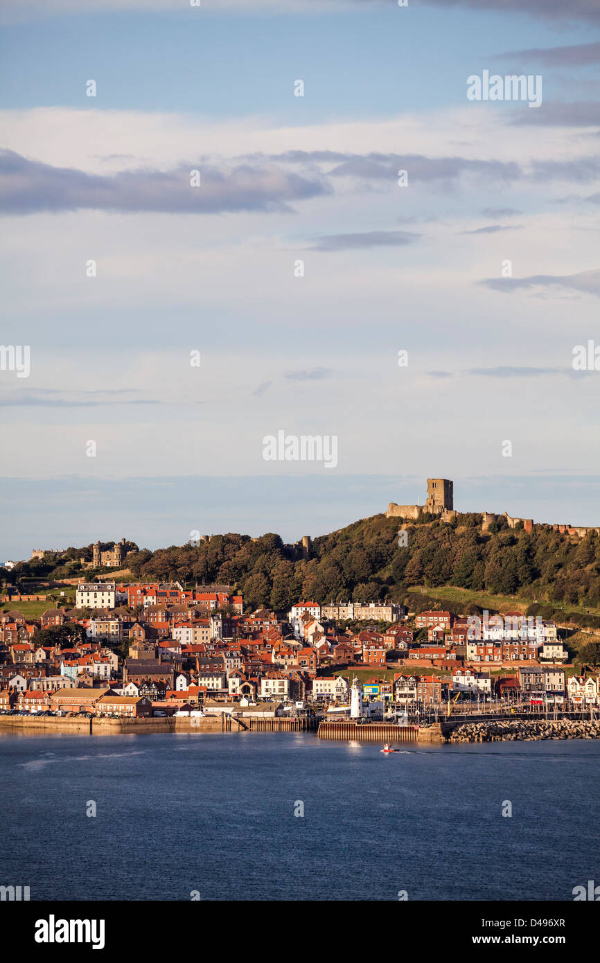Scarborough Harbour and Castle, North Yorkshire. Stock Photo