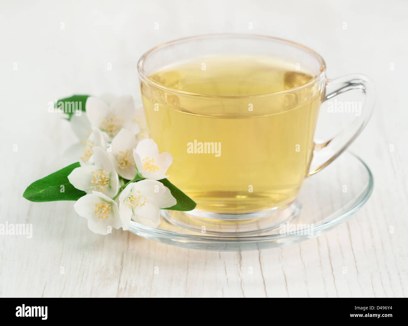Green tea with fresh jasmine flowers Stock Photo Alamy