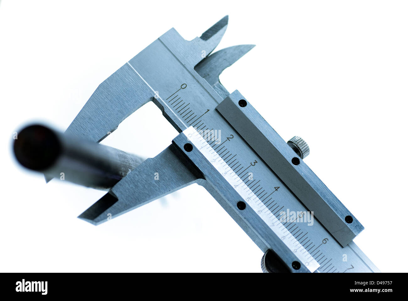 vernier caliper for external dimensional measurement over white background Stock Photo