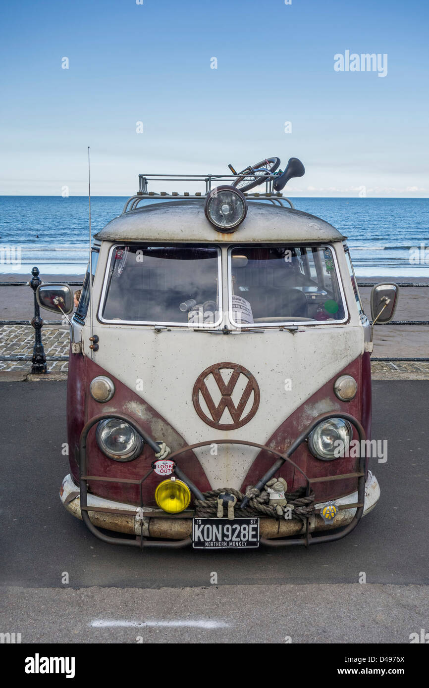 VW Campervan at Scarborough, North Yorkshire. Stock Photo
