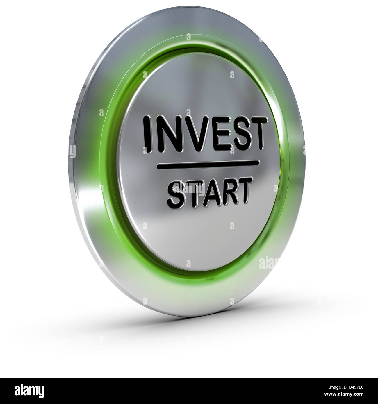 invest start button over white background, concept of investment and risk management Stock Photo