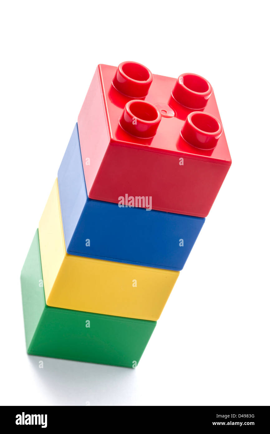 Colorful building blocks isolated on white background Stock Photo - Alamy