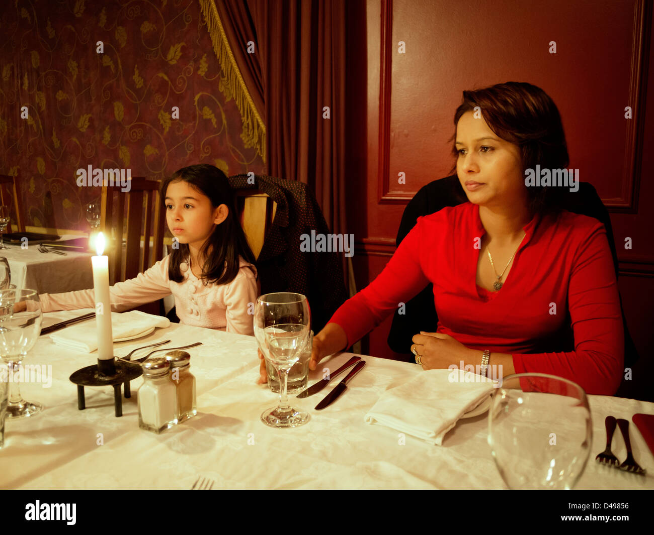 Dinner table at restaurant Stock Photo