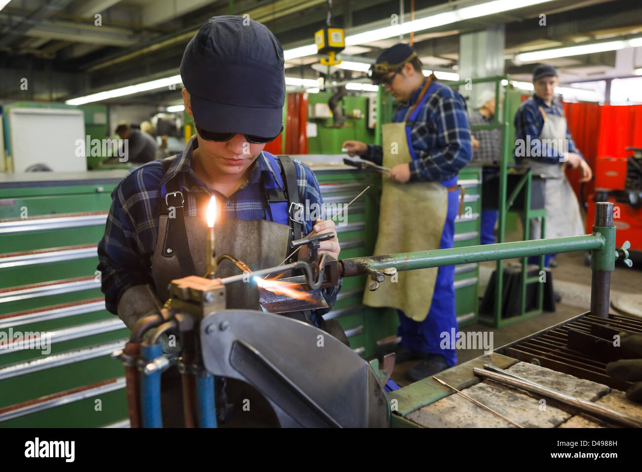 Berlin, Germany, industrial mechanic apprentices in welding training