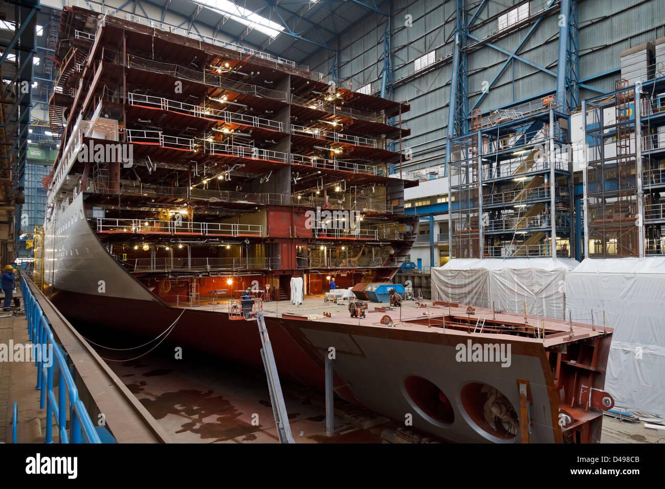 Papenburg, Germany, Meyer Werft GmbH, the new AIDAmar in roofed building dock Stock Photo
