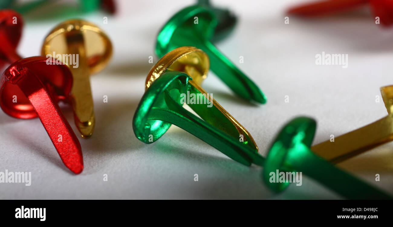 Selection of colourful crafting brads Stock Photo Alamy