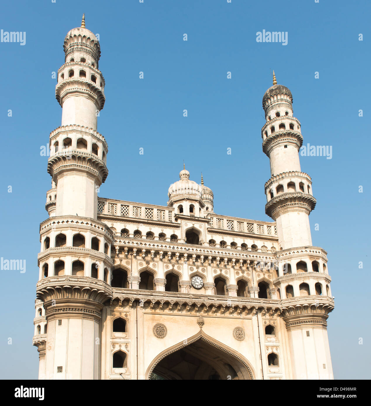 Hyderabad, India: Charminar or Four Towers is a prominent landmark. Stock Photo