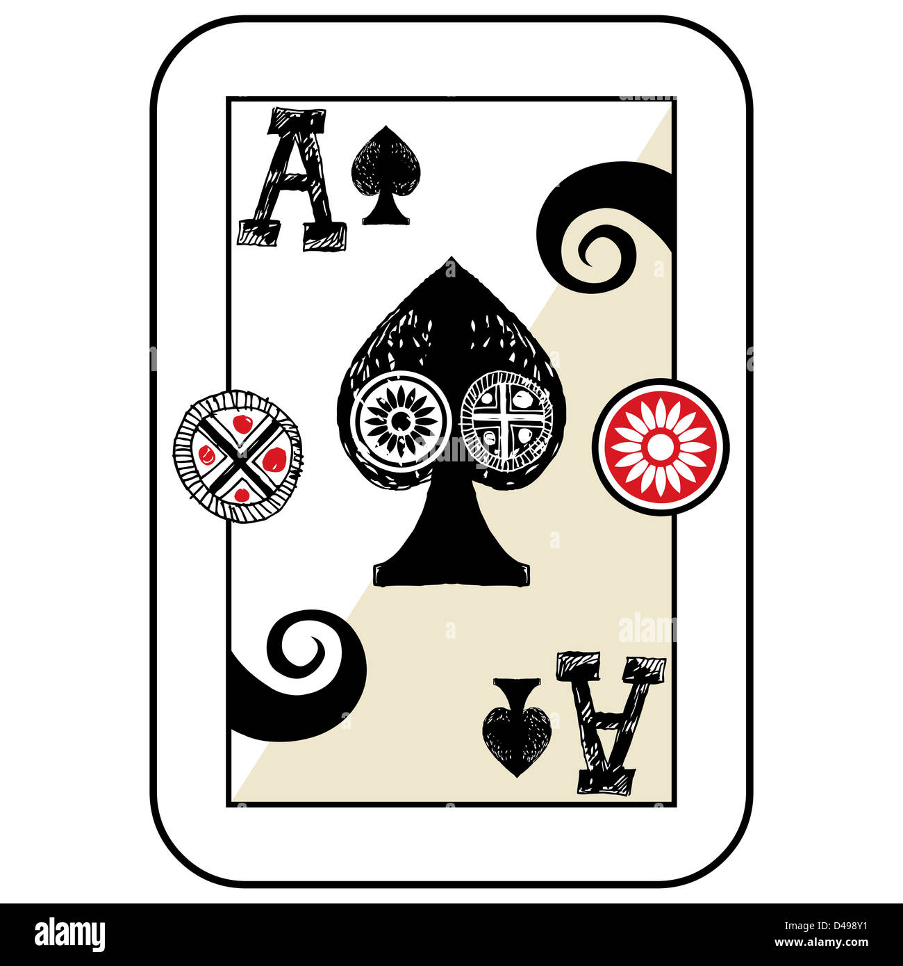 hand drawn deck of cards, doodle ace of spades Stock Photo Alamy