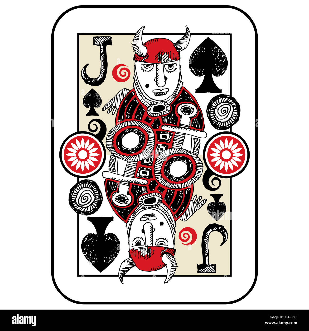 hand drawn deck of cards, doodle jack of spades Stock Photo Alamy