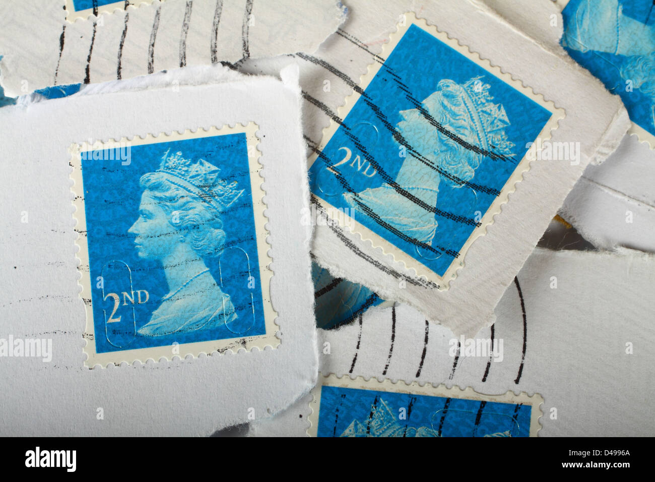 Used 2nd Class Postage Stamps Stock Photo Alamy