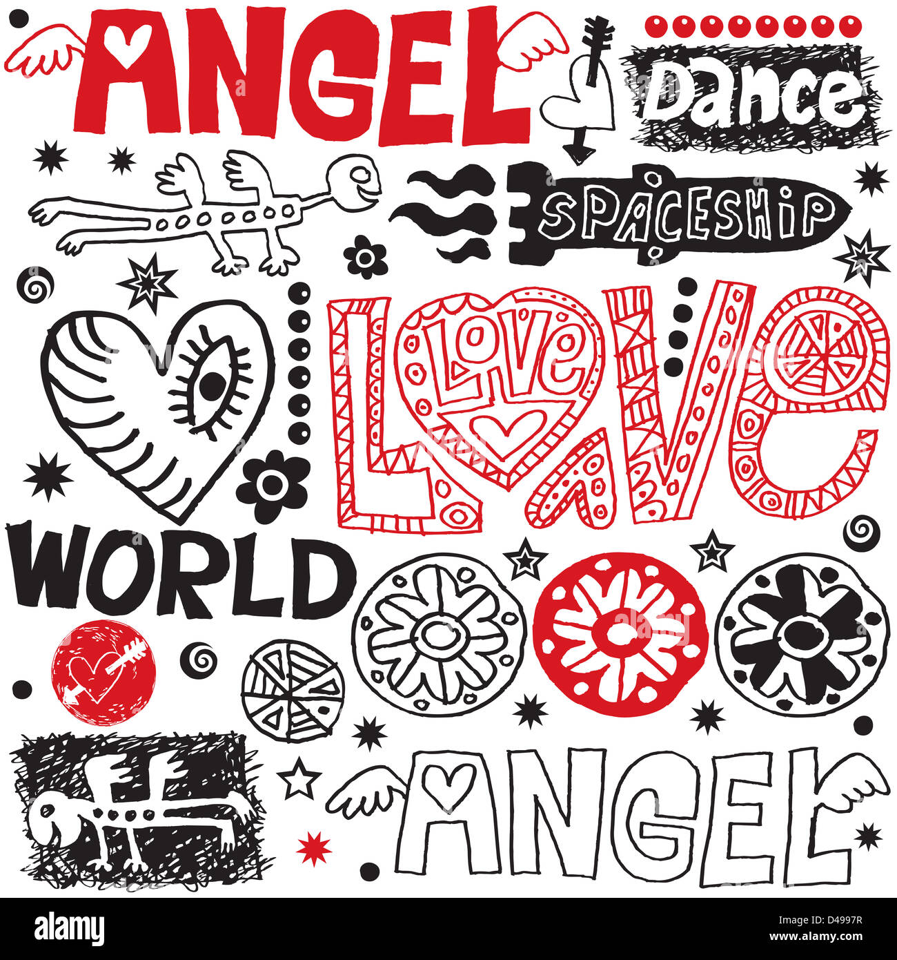 hand drawn design elements, crazy doodle set Stock Photo - Alamy