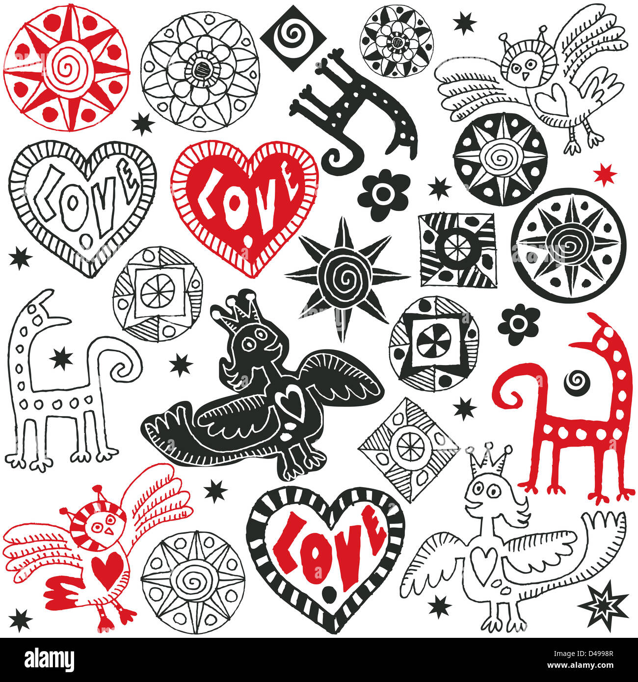 funny doodle set, hand drawn design elements Stock Photo - Alamy