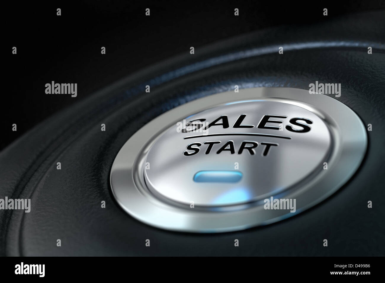 sales start button concept, black background Stock Photo
