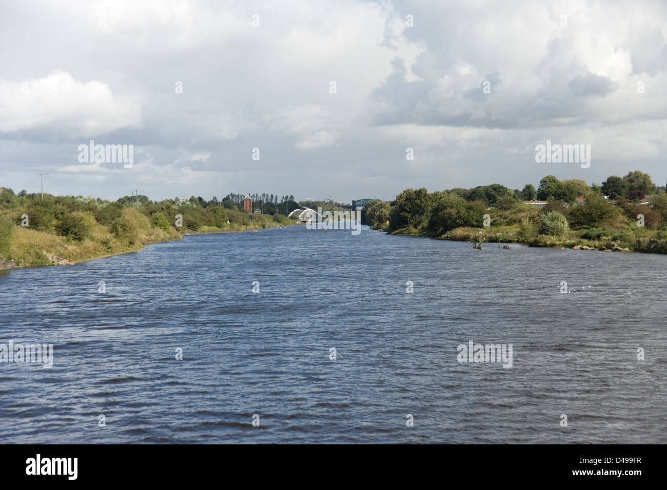 Approaching Moore Lane Swing Road bridge on the Manchester Ship Canal from the Mersey Ferry