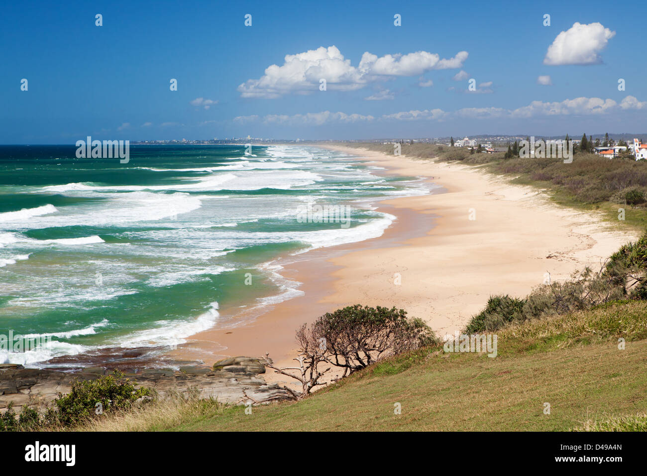 Looking towards Caloundra beach from Point Cartwright on the Mooloolaba headland, Queensland, Australia Stock Photo