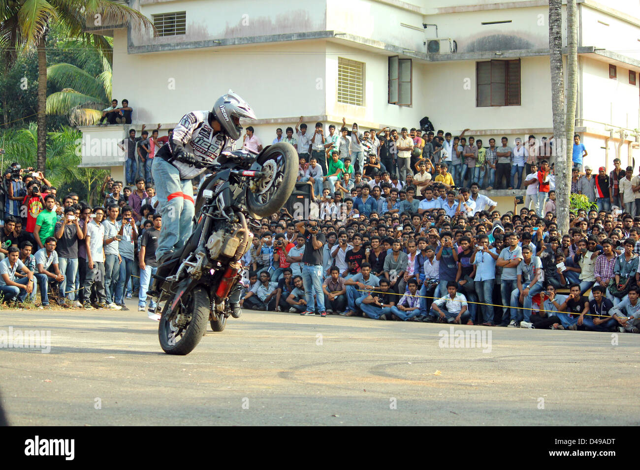 Kerala based GHOST RYDERZ performing bike stunts Stock Photo