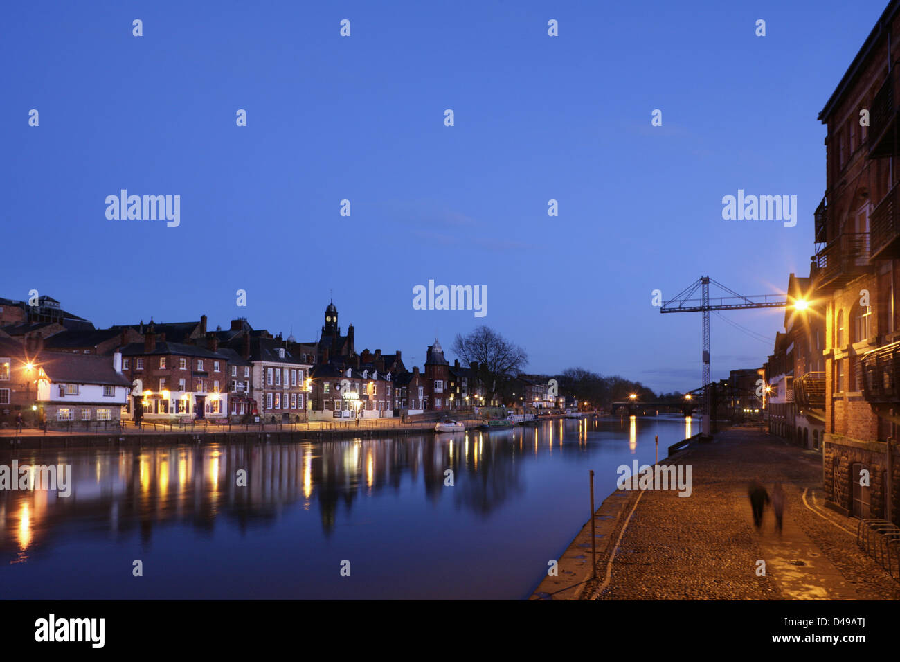 Woodsmill Quay, Queens Staith and the River Ouse, York, North Yorkshire, United Kingdom. Stock Photo