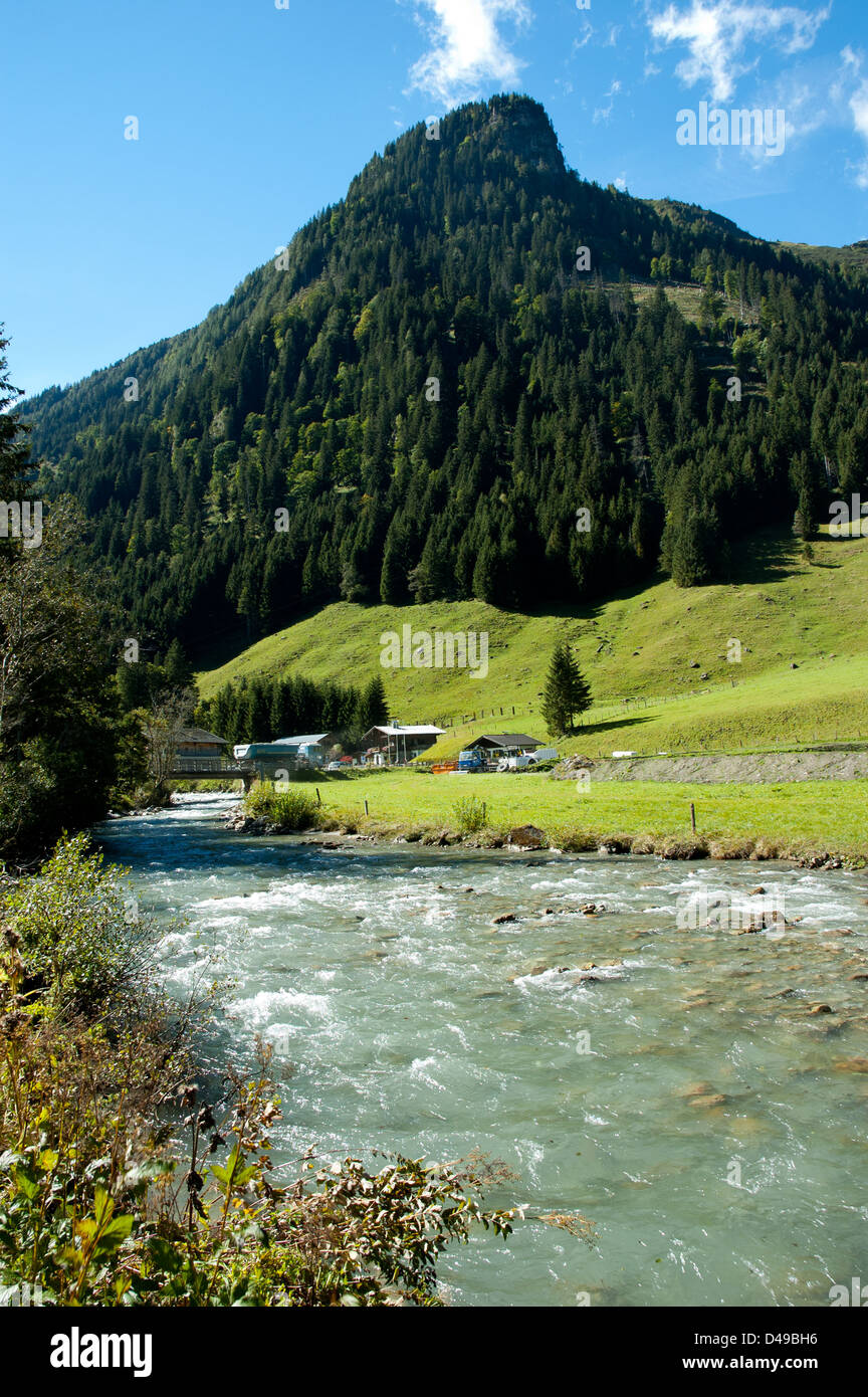 Mountain and river in Austria Stock Photo