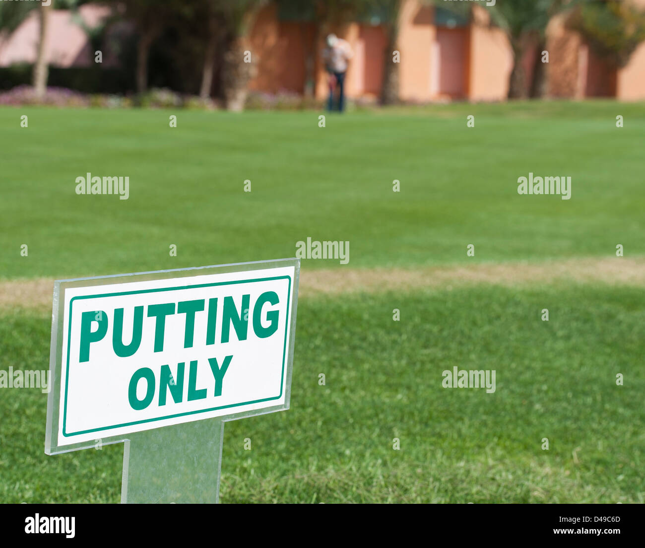 Sign on a training putting range Stock Photo Alamy