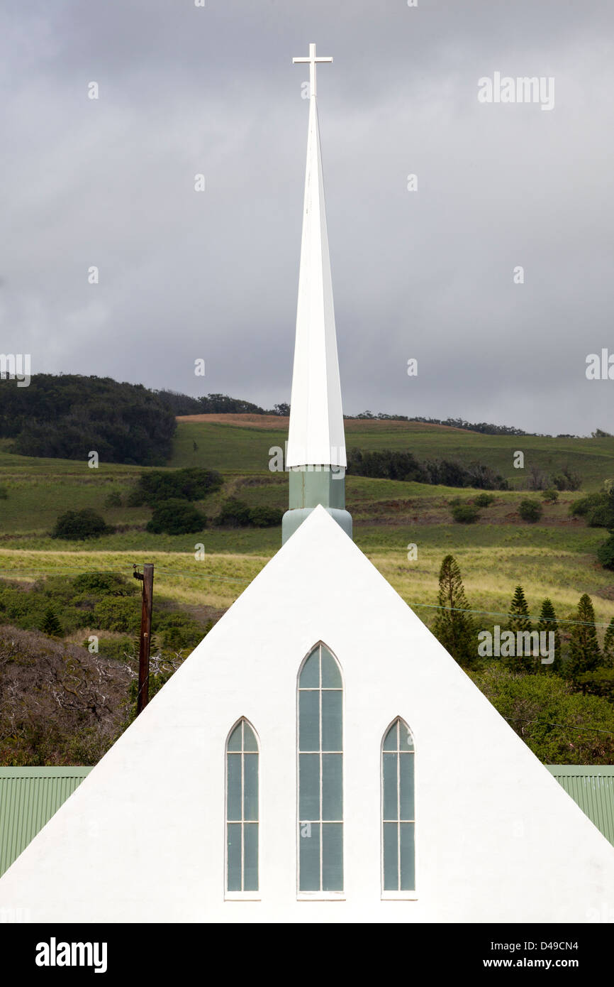 A church spire in Naalehu, The big Island, USA Stock Photo