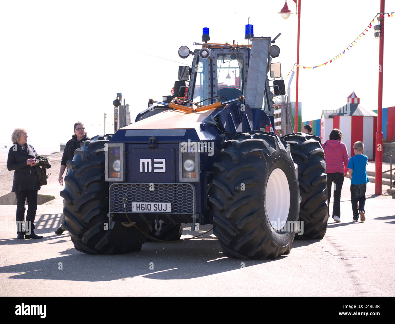 Large tractor used to launch R.N.L.I. lifeboat, Mablethorpe,Lincolnshire Stock Photo