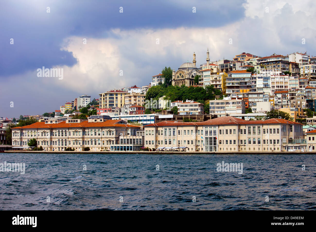 Mimar Sinan University of Fine Arts in Beyoglu district of Istanbul, Turkey, view from the Bosphorus Strait. Stock Photo