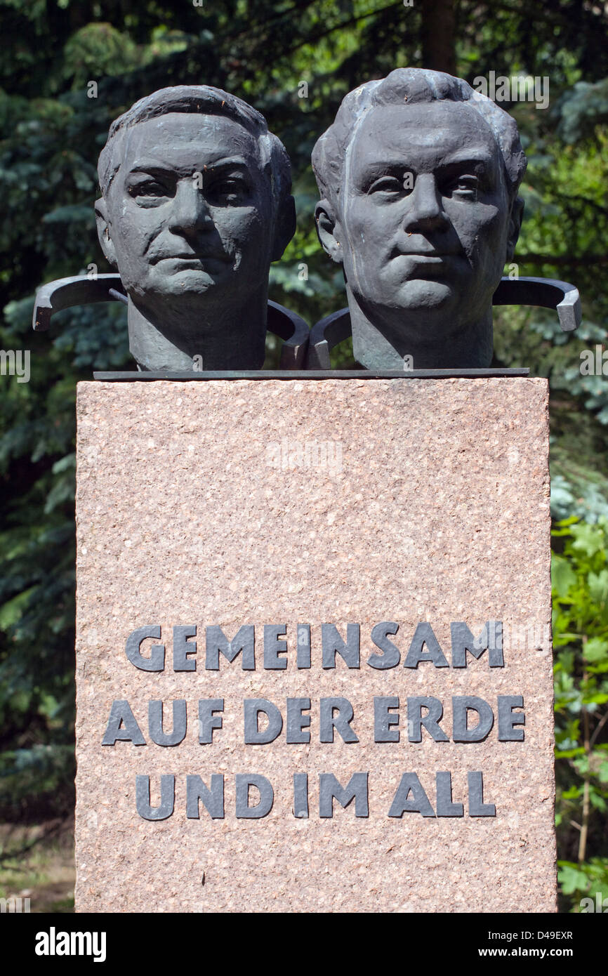 Potsdam, Germany, monument of the cosmonaut Sigmund Jaehn and Valery Fedorovich Bykowski Stock Photo