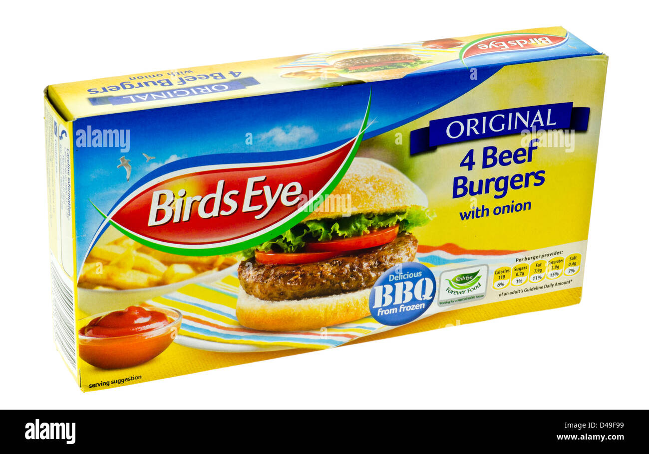 Box of Birds Eye Beef Burgers Stock Photo Alamy