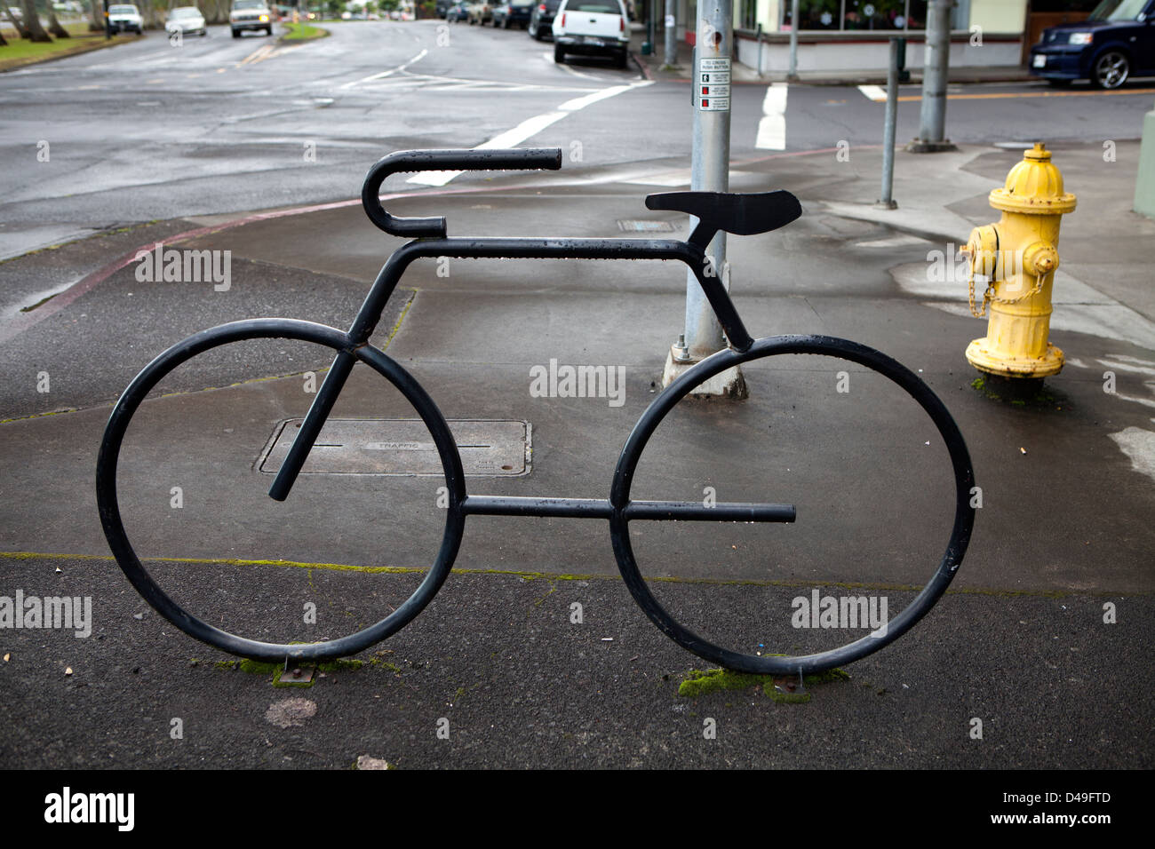 A sculpture of a bike, Hilo, The Big Island, Hawaii, USA Stock Photo